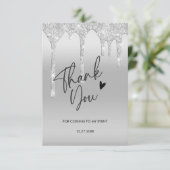 dank je voor het komen glinsterende druppel dank j bedankkaart (Staand voorkant)