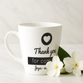 Dank je voor het komen Modern zwart-wit hart Latte Mok