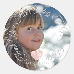 Dank je voor het komen Party Datum Foto Hart Ronde Sticker
