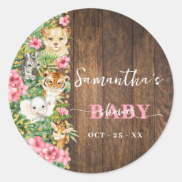Dank je voor het komen Roze Safari Rustieke Shower Ronde Sticker