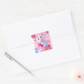 Dank je voor het komen Schattige Leuke Kitty & Cup Vierkante Sticker (Envelop)