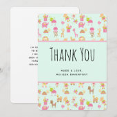 Dank je voor het leuke patroon met dieren en speel bedankkaart (Voorkant / Achterkant)