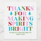 Dank je voor het opvrolijken van de feestdagen vri wijn etiket (Enkel label)