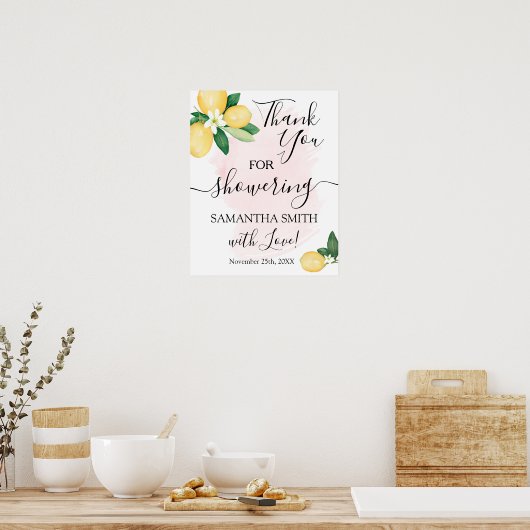 Dank je voor het overladen van bruid citroenen roz poster (Keuken)