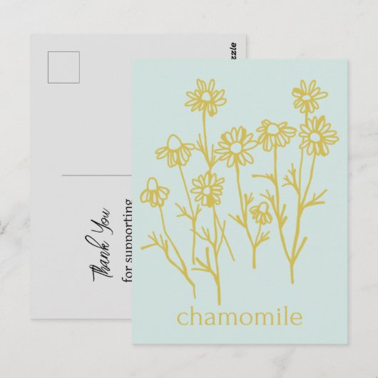 Dank je voor het steunen van mijn kamillebedrijf briefkaart (Voorkant / Achterkant)