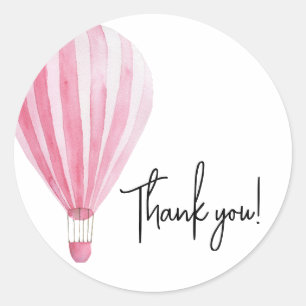 Dank je voor het warmluchtballon babyshower ronde sticker