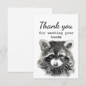 Dank je voor het wassen van je handen Leuk Wasbeer Bedankkaart (Voorkant / Achterkant)