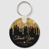 dank je voor het zwarte gouddruppeltje bruiloft sleutelhanger (Voorkant)