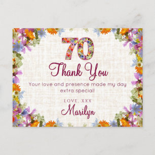 Dank je voor je 70e verjaardag - Elegant bloemende Briefkaart