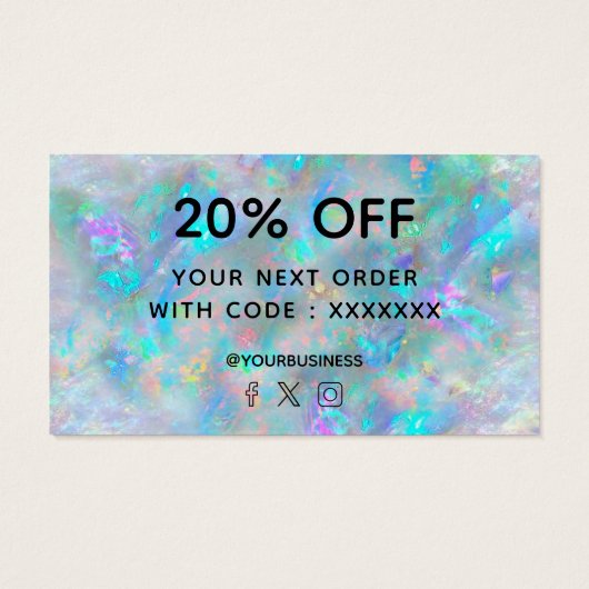 dank je voor je aankoop blauw opaal visitekaartje (Achterkant)