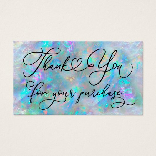 dank je voor je aankoop blauw opaal visitekaartje (Voorkant)