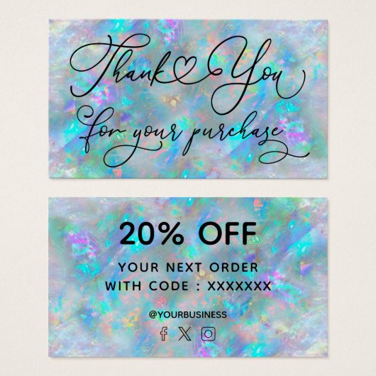 dank je voor je aankoop blauwe opaal visitekaartje (Voorkant /achterkant)