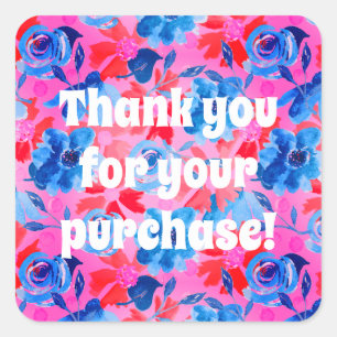 Dank je voor je aankoop Bloemrijke bloemmotieven Vierkante Sticker