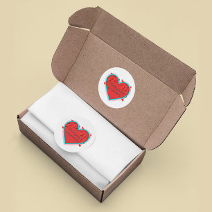 Dank je voor je aankoop hart bloemen pastel ronde sticker
