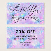 dank je voor je aankoop nep glinster opaal visitekaartje (Voorkant /achterkant)