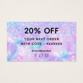 dank je voor je aankoop nep glinster opaal visitekaartje (Achterkant)