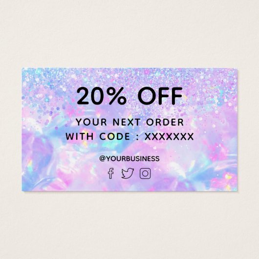 dank je voor je aankoop nep glinster opaal visitekaartje (Achterkant)