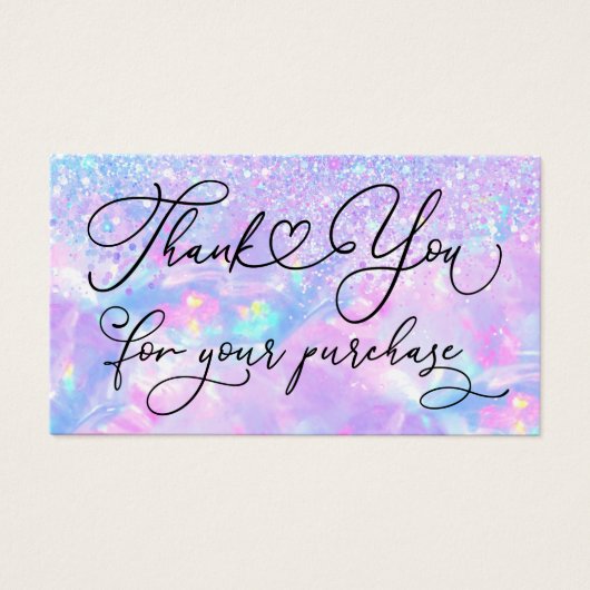 dank je voor je aankoop nep glinster opaal visitekaartje (Voorkant)