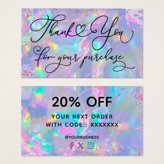 dank je voor je aankoop opaal textuur visitekaartje (Voorkant /achterkant)