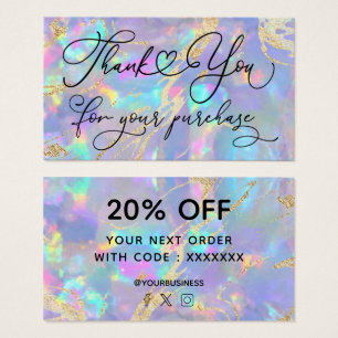 dank je voor je aankoop paarse opaal visitekaartje