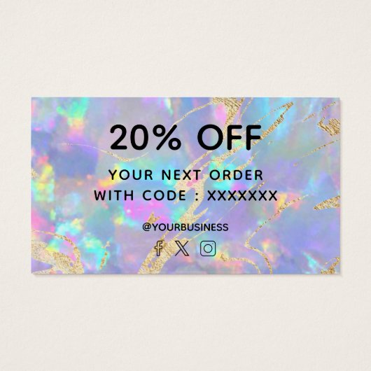 dank je voor je aankoop paarse opaal visitekaartje (Achterkant)