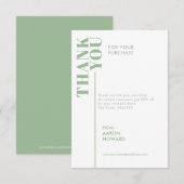 Dank je voor je aankoop, saliegroen en wit bedankkaart (Voorkant / Achterkant)