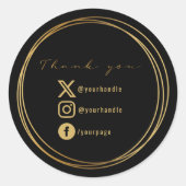 Dank je voor je aankoop, zwart en goud ronde sticker (Voorkant)