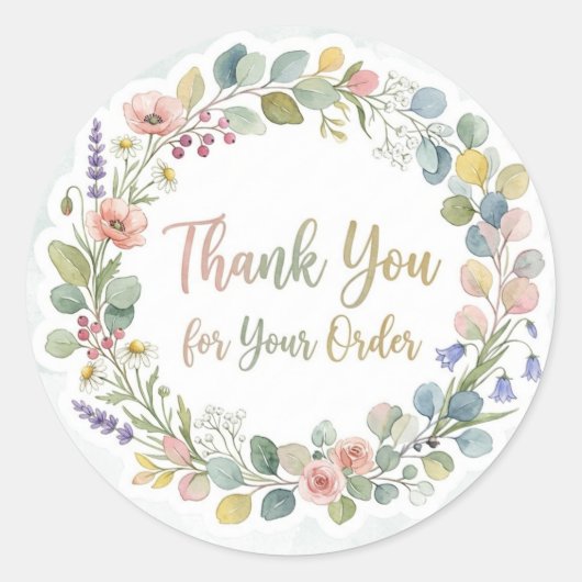 Dank je voor je bestelling bloem ronde sticker (Voorkant)