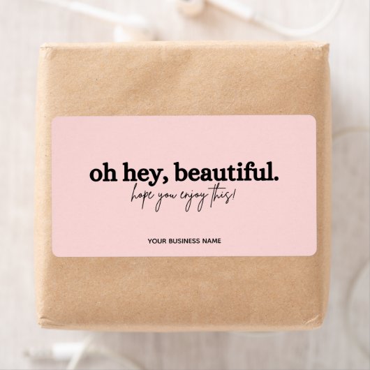 Dank je voor je bestelling roze oh hey beautiful  etiket (Insitu)