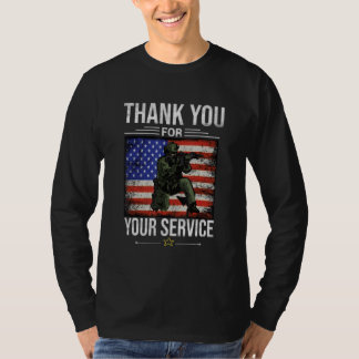 Dank je voor je dienst Veteraan Amerikaanse vlag V T-shirt