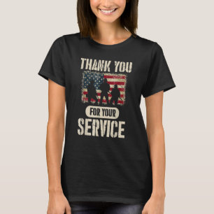 Dank je voor je dienst Veteraan Amerikaanse vlag V T-shirt