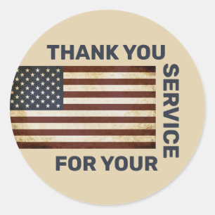Dank je voor je dienst Vintage Amerikaanse vlag Ronde Sticker