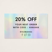 dank je voor je iriserende aankoop visitekaartje (Achterkant)