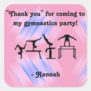 "Dank je" voor je komst naar mijn Gymnastiekpartij Vierkante Sticker