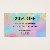 dank je voor je koopvloeistof marmer visitekaartje (Achterkant)