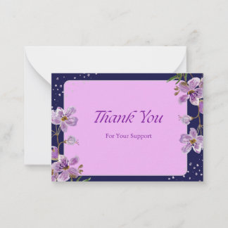 Dank Je Voor Je Steun – Elegante Bloemkaart Notitiekaartje