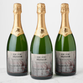 Dank je voor je verjaardag Plaats delict onderzoek Sparkling Wijnetiket