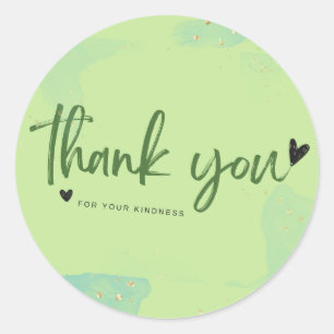 Dank je voor je vriendelijkheid Groene aquarel kaa Ronde Sticker