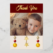 Dank je voor kerstcadeaus foto bordeauxrood folie feestdagenkaart (Voorkant)