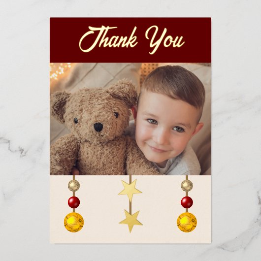 Dank je voor kerstcadeaus foto bordeauxrood folie feestdagenkaart (Voorkant)