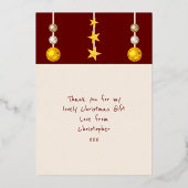 Dank je voor kerstcadeaus foto bordeauxrood folie feestdagenkaart (Achterkant)