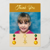 Dank je voor kerstcadeaus foto goud folie feestdagenkaart (Voorkant)