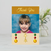 Dank je voor kerstcadeaus foto goud folie feestdagenkaart (Staand Voorkant)