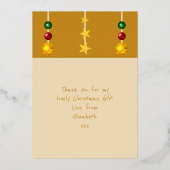 Dank je voor kerstcadeaus foto goud folie feestdagenkaart (Achterkant)