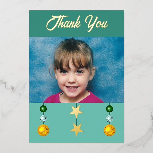 Dank je voor kerstcadeaus foto groen folie feestdagenkaart (Voorkant)