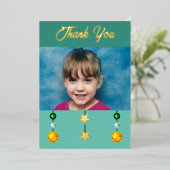 Dank je voor kerstcadeaus foto groen folie feestdagenkaart (Staand Voorkant)