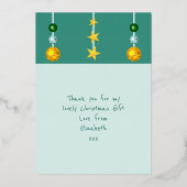 Dank je voor kerstcadeaus foto groen folie feestdagenkaart (Achterkant)