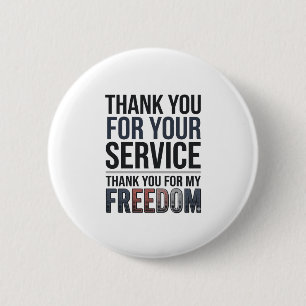 Dank je voor mijn vrijheid Patriottisch Veteranen  Ronde Button 5,7 Cm