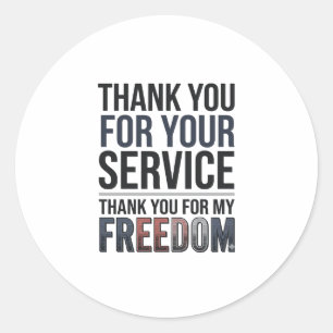 Dank je voor mijn vrijheid Patriottisch Veteranen  Ronde Sticker