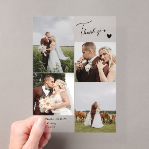 Dank je voor romantische trouwfoto's met zwart har acryl uitnodigingen